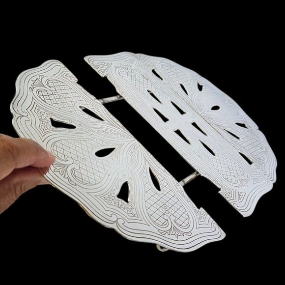 Mid-Century Italian Silverplate Expandable Trivet DelBerti Holiday Hot Plate - Picture 13 of 13